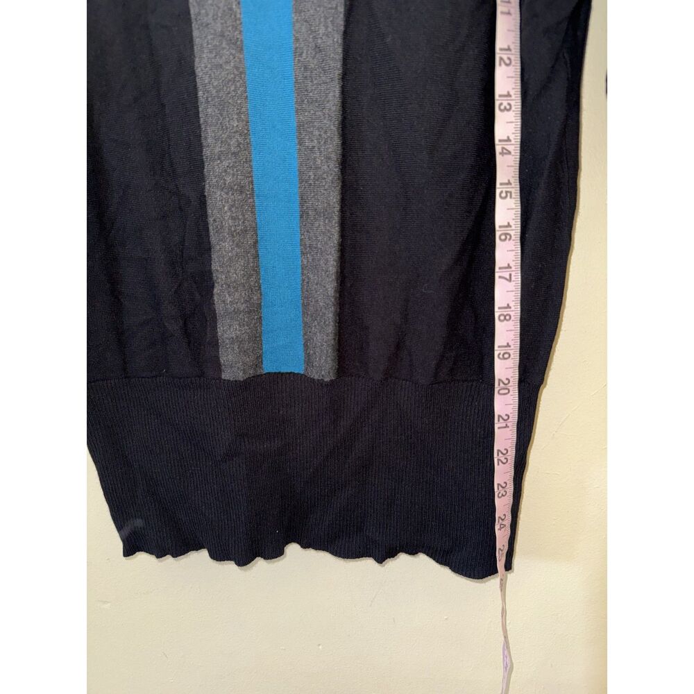 Cable & Gauge Colorblock Knit Top M Black Teal Blue Gray Dolman Sleeve Boat Neck - Picture 6 of 7